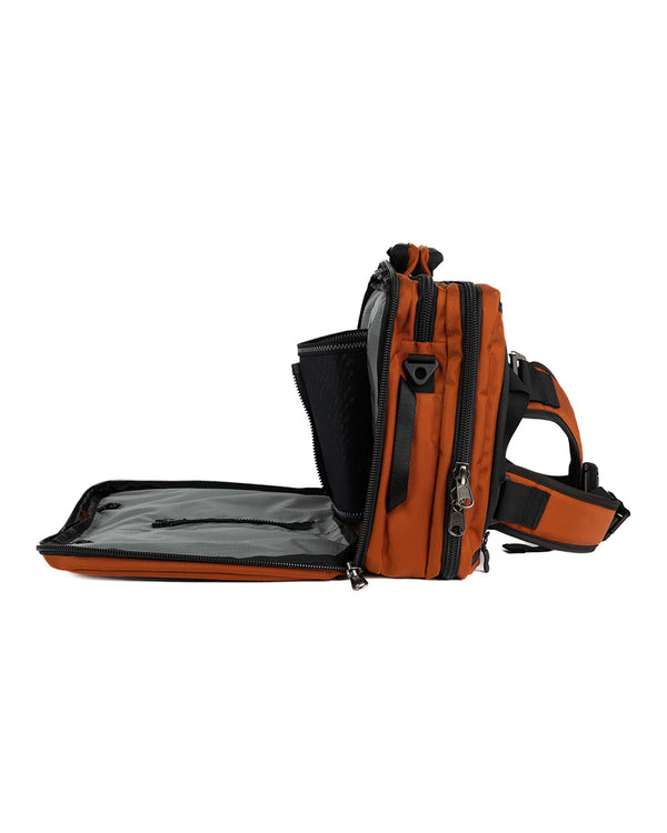 The Trinity in Burnt Orange with Mountain Grey interior.